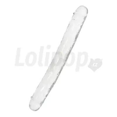 Oboustranné želatinové čiré dildo 33 cm