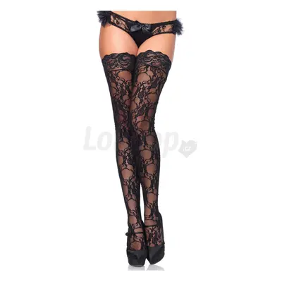 Leg Avenue Stay Up of Floral Lace 9985 Černá