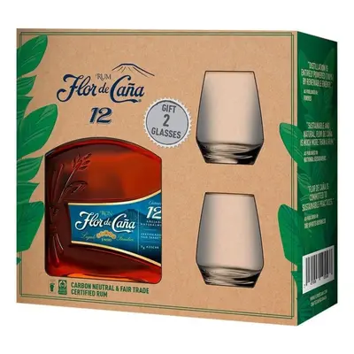 Flor de Cana 12 + 2 skleničky 0.7l