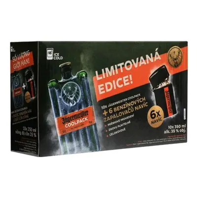 Jagermeister Coolpack sada s dárkem 6 benzínových zapalovačů 10x0.35l