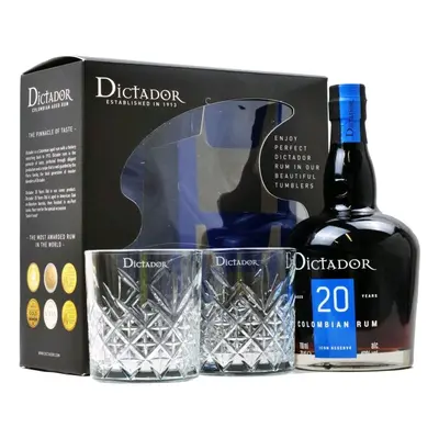 Rum Dictador 20y čirá lahev + 2sklo BLACK box 40%0.70l