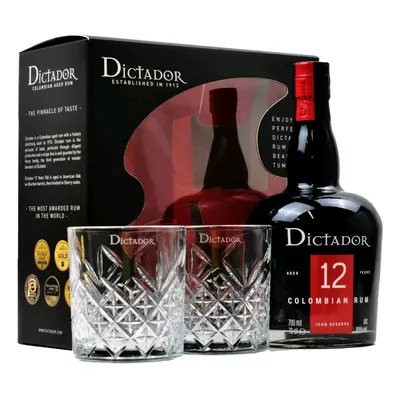 Rum Dictador 12y + 2 sklo BLACK box 40%0.70l