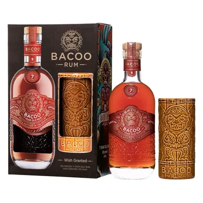 Rum Bacoo 7y + pohár Tiki gB 40%0.70l