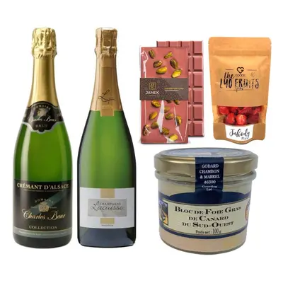 Luxusní bublinky - Champagne a Crémant, bloc de foie gras, sušené jahody a ruby čokoláda