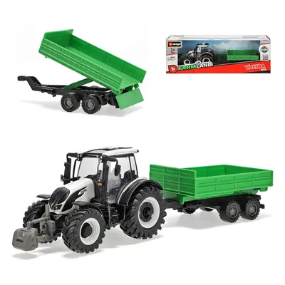 Bburago Farm 10cm Tractor with Trailer - Valtra N174 - Tipping Trailer