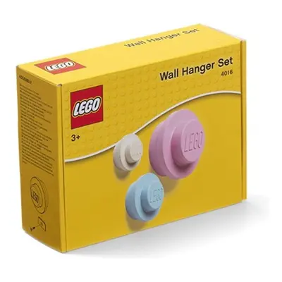 LEGO věšák na zeď, 3 ks - bílá, světle modrá, růžová