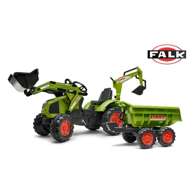 FALK Šlapací traktor 1010 Claas Axos s nakladačem rypadlem