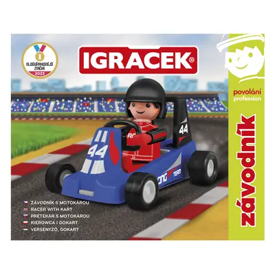 Igráček Závodník - figurka s modrou motokárou