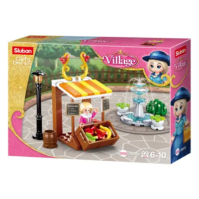 Sluban Girls Dream Village M38-B0870 Dobový stánek s ovocem a fontána