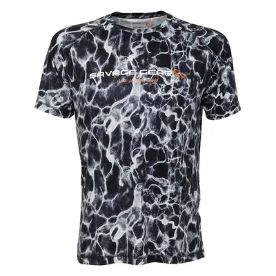 Savage Gear Tričko Night Uv T-Shirt Black Waterprint