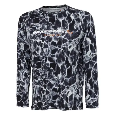 Savage Gear Tričko Night Uv Long Sleeve T-Shirt Black Waterprint