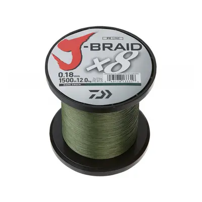 Daiwa Pletená Šňůra J-Braid X8 Zelená 1m Nosnost: 9,0kg, Průměr: 0,16mm