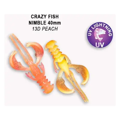 Crazy Fish Gumová Nástraha Nimble 13D Peach Délka: 4cm, Počet kusů: 9ks