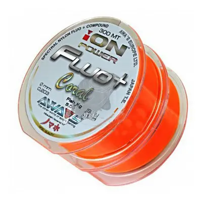 AWAS Vlasec Ion Power Fluo+ Coral 600m 2x300m Nosnost: 8,95kg, Průměr: 0,26mm