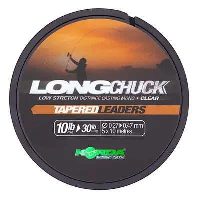 Korda Šokový Vlasec LongChuck Tapered Leaders Clear 5x10 m Nosnost: 10-30lb, Průměr: 0,27-0,47mm