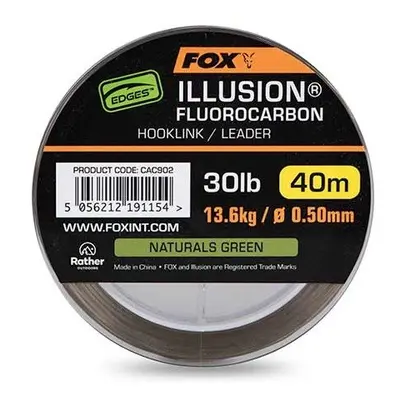 Fox Fluorocarbon Edges Illusion Hooklink/Leader Naturals Green 40m Nosnost: 13,6kg, Průměr: 0,50