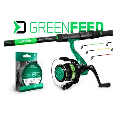 Delphin Feederový set GreenFeed 360cm 100g 3+3-díl + Naviják + Vlasec