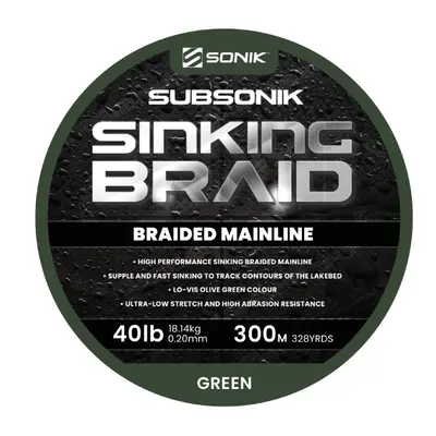 Sonik Pletená Šňůra Subsonik Sinking Braid Délka: 300m, Nosnost: 18,4kg, Průměr: 0,20mm