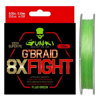 Gunki Pletená Šňůra G Braid 8X Fighting Pe2 135m Nosnost: 14,2kg, Průměr: 0,21mm