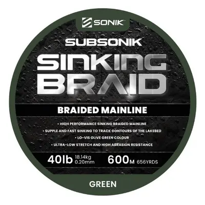 Sonik Pletená Šňůra Subsonik Sinking Braid Délka: 600m, Nosnost: 18,4kg, Průměr: 0,20mm