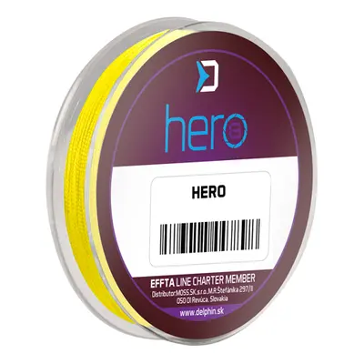 Delphin Návazcová Šňůra Hero 8 Fluo Žlutá Délka: 15m, Nosnost: 14,1kg, Průměr: 0,20mm