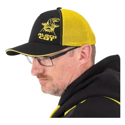 Black Cat Kšiltovka Black and Yellow Trucker Cap