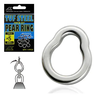 JK Fishing Kroužky TUF Steel Pear Ring Nosnost: 200lb, Počet kusů: 12ks, Velikost: #4