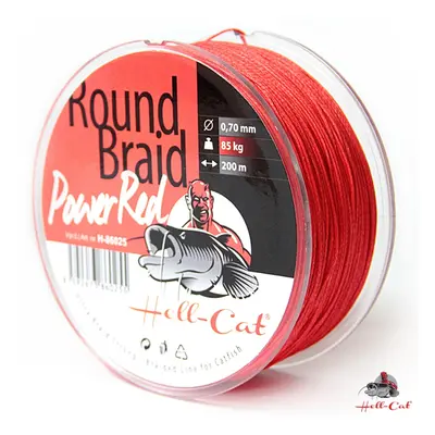 Hell-Cat Splétaná Šňůra Round Braid Power Red 1000m Nosnost: 57,5kg, Průměr: 0,50mm