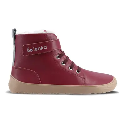 Dětské zimní barefoot boty Be Lenka Winter Kids - Dark Cherry Red