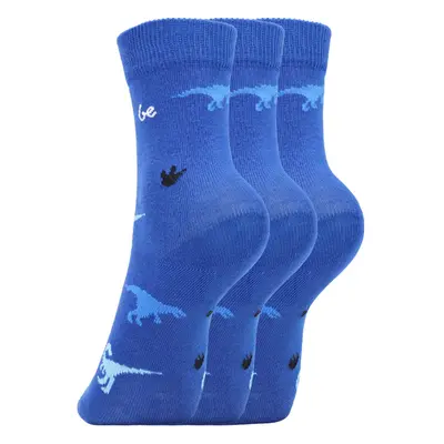 Dětské barefootové ponožky Be Lenka Kids - Crew - Dino - Royal Blue - pack