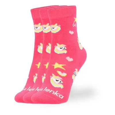 Dětské barefootové ponožky Be Lenka Kids - Crew - Unicorn - BubleGum Pink - pack