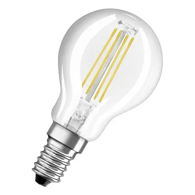 Průhledná LED stmívatelná žárovka E14 4,8 W CLASSIC P, studená bílá