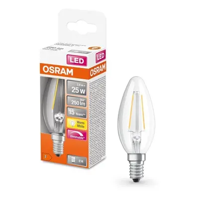 Stmívatelná LED svíčková žárovka E14 2,8 W CLASSIC B, teplá bílá