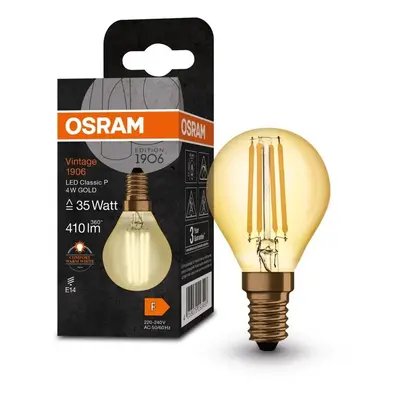 Zlatá LED žárovka E14 4 W VINTAGE CLASSIC P, teplá bílá