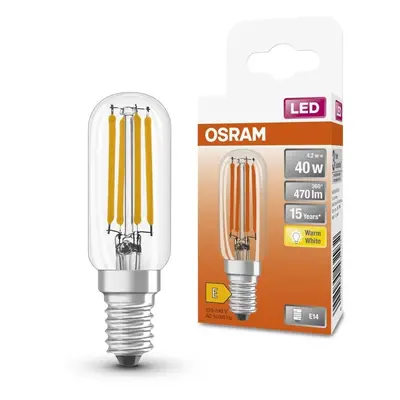 Průhledná LED žárovka E14 4,2 W SPECIAL T26, teplá bílá