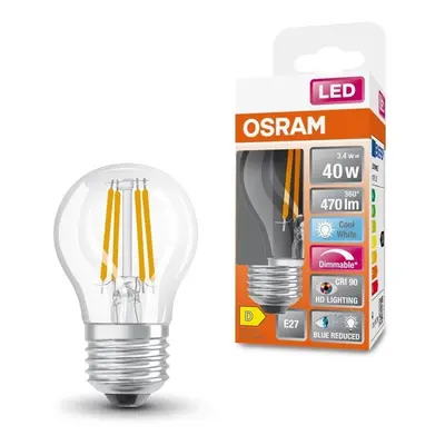 LED žárovka s redukcí modrého světla E27 3,4 W CLASSIC P, studená bílá