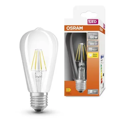 Dekorativní LED průhledná žárovka E27 6,5 W CLASSIC ST, teplá bílá