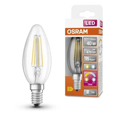 Průhledná malá LED žárovka E14 4 W CLASSIC B, laditelná bílá