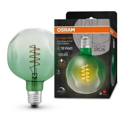 Zelená vintage LED žárovka E27 4,5 W GLOBE, teplá bílá