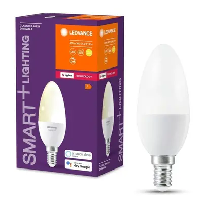 Svíčková zigbee LED stmívatelná žárovka E14 4,9 W CLASSIC B, teplá bílá