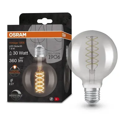 Kouřová stmívatelná LED žárovka E27 7,8 W VINTAGE GLOBE, teplá bílá