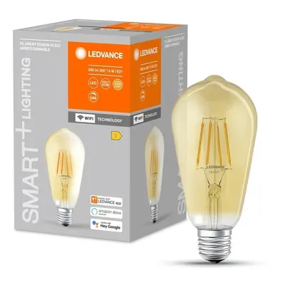 Jantarová stmívatelná WiFi LED žárovka E27 6 W EDISON, teplá bílá