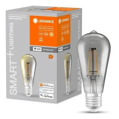 Chytrá kouřová LED stmívatelná žárovka E27 6 W FILAMENT, teplá bílá