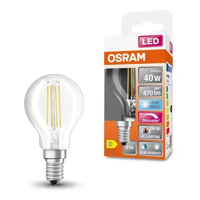 LED žárovka s redukcí modrého světla E14 3,4 W CLASSIC P, studená bílá