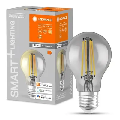 Kouřová stmívatelná WiFi LED žárovka E27 6 W FILAMENT, teplá bílá