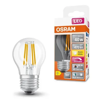 LED žárovka s redukcí modrého světla E27 3,4 W CLASSIC P, teplá bílá