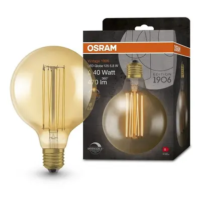 Zlatá stmívatelná vintage LED žárovka E27 5,8 W GLOBE, teplá bílá