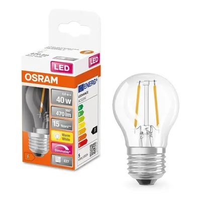 Mini LED stmívatelná žárovka E27 4,8 W CLASSIC P, teplá bílá