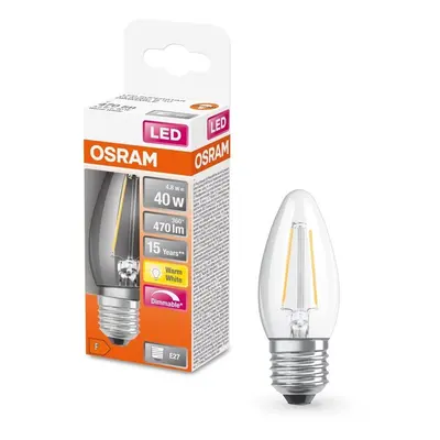 Stmívatelná LED mini svíčková žárovka E27 4,8 W CLASSIC B, teplá bílá