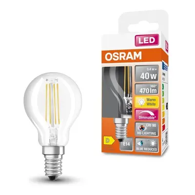 LED žárovka s redukcí modrého světla E14 3,4 W CLASSIC P, teplá bílá